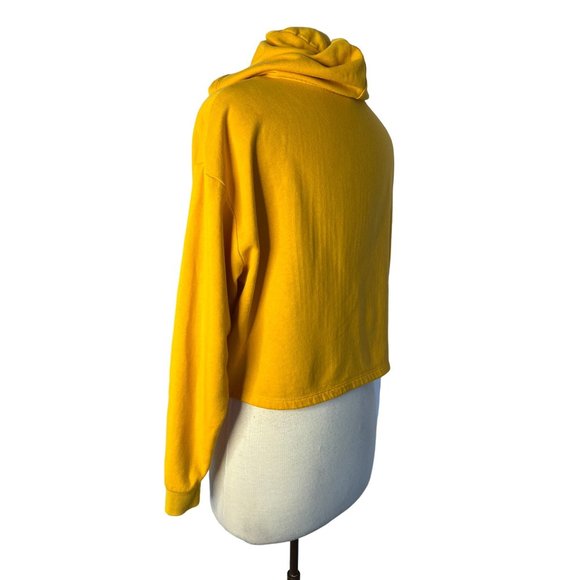 Divided H & M Hoodie Women's M Yellow Cropped Long Sleeve Stretch Solid flaw - Picture 3 of 13
